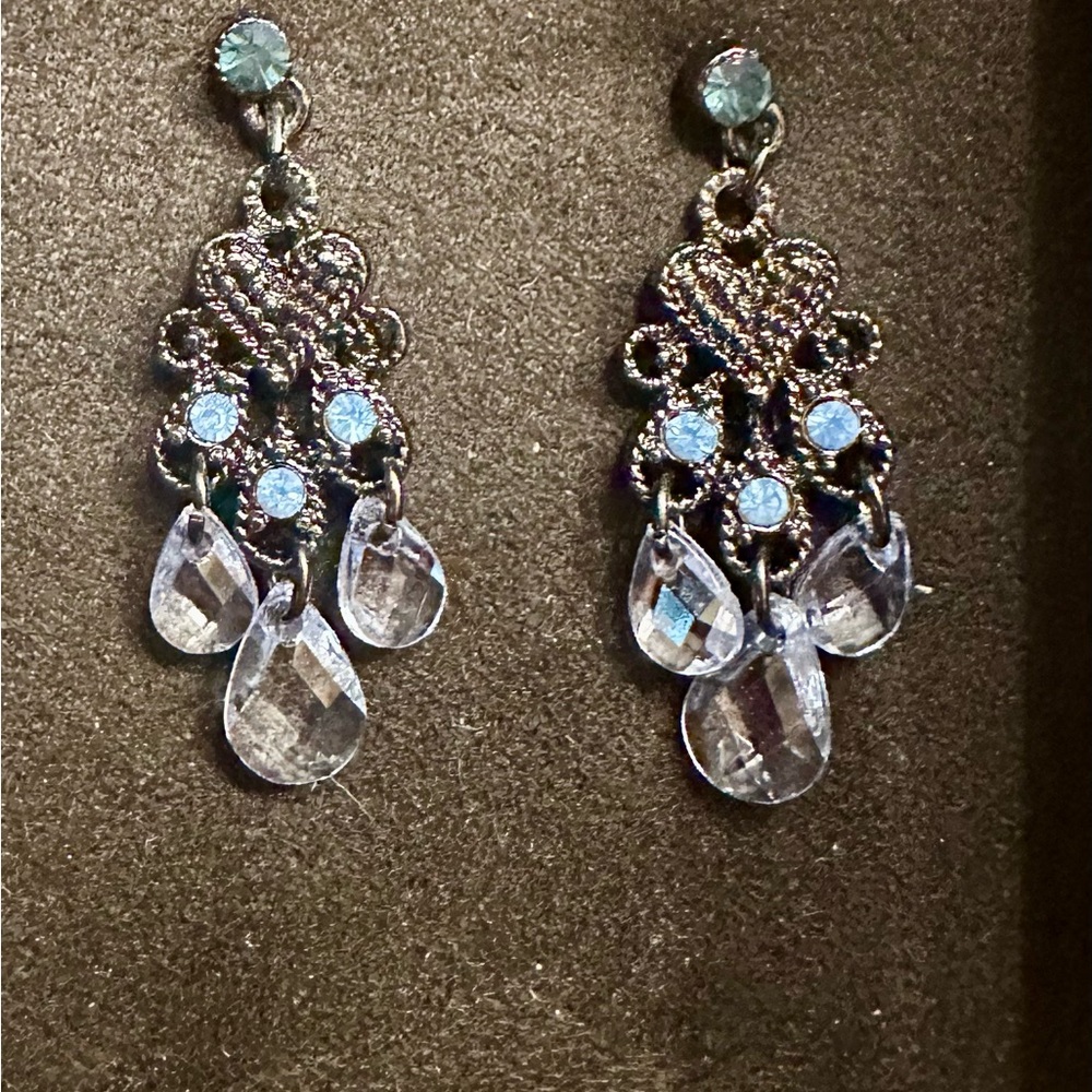 Elegant Silver and Blue Dangle Earrings